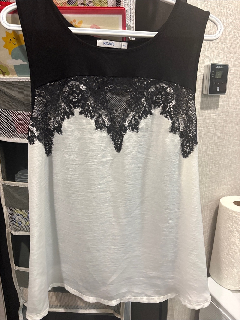 Ricki's Black & White Lace-Trim Sleeveless Chemise
